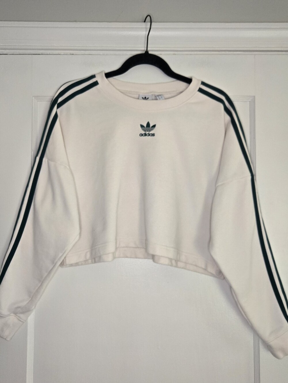 Adidas Oversized Cropped Crewneck Green & Cream Women's Medium